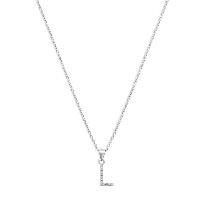 The Pave Single Block Initial Necklace | Sterling Silver
