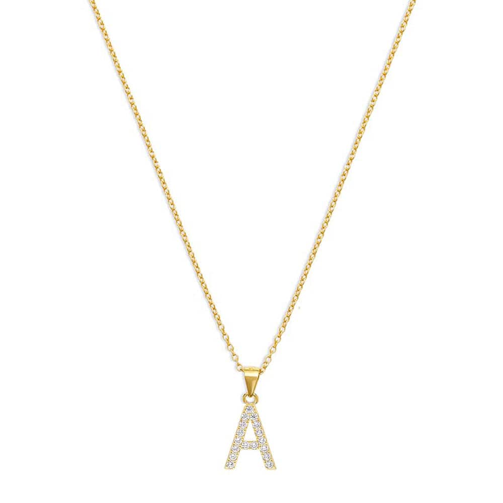 The Pave Single Block Initial Necklace | Gold Vermeil