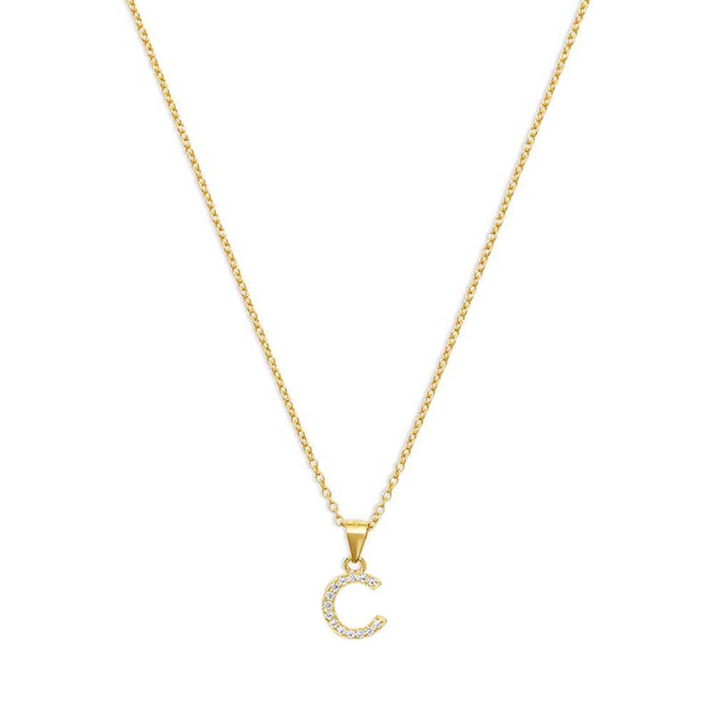 The Pave Single Block Initial Necklace | Gold Vermeil