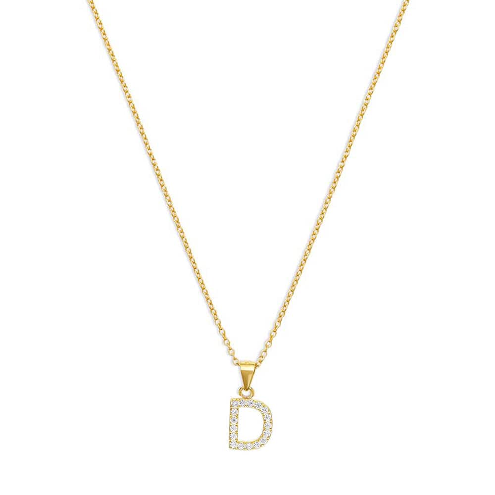 The Pave Single Block Initial Necklace | Gold Vermeil