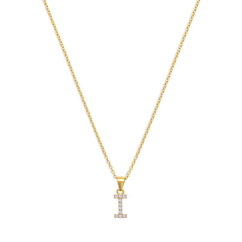 THE PAVE SINGLE BLOCK INITIAL NECKLACE - The M Jewelers