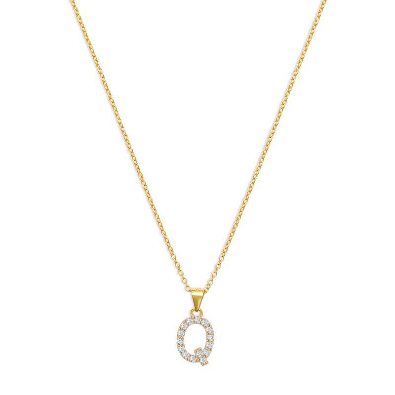 THE PAVE SINGLE BLOCK INITIAL NECKLACE - The M Jewelers