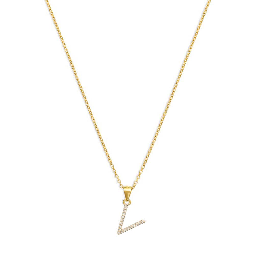 THE PAVE SINGLE BLOCK INITIAL NECKLACE - The M Jewelers