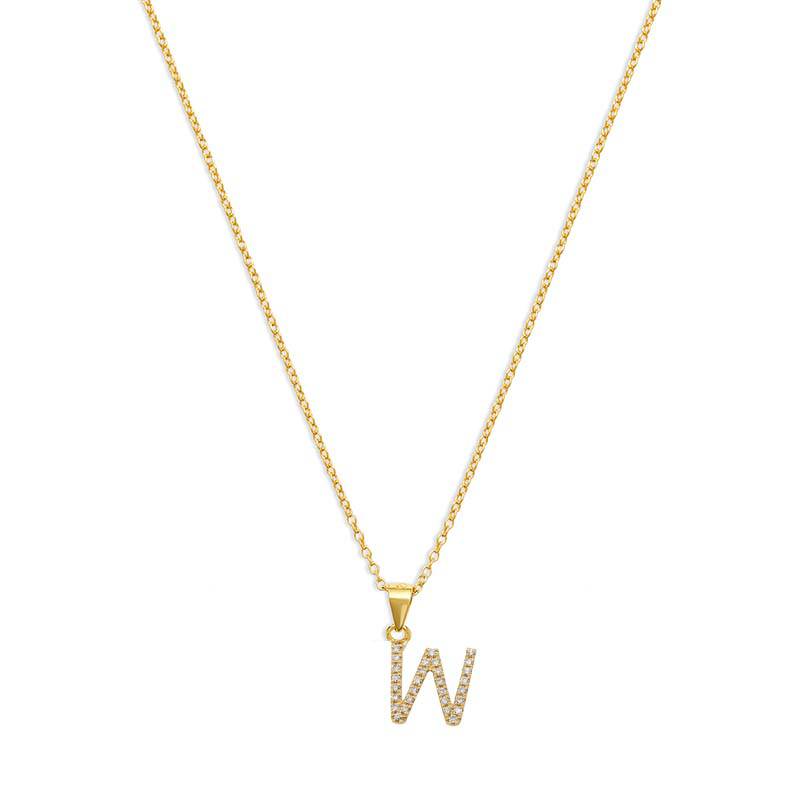 THE PAVE SINGLE BLOCK INITIAL NECKLACE - The M Jewelers