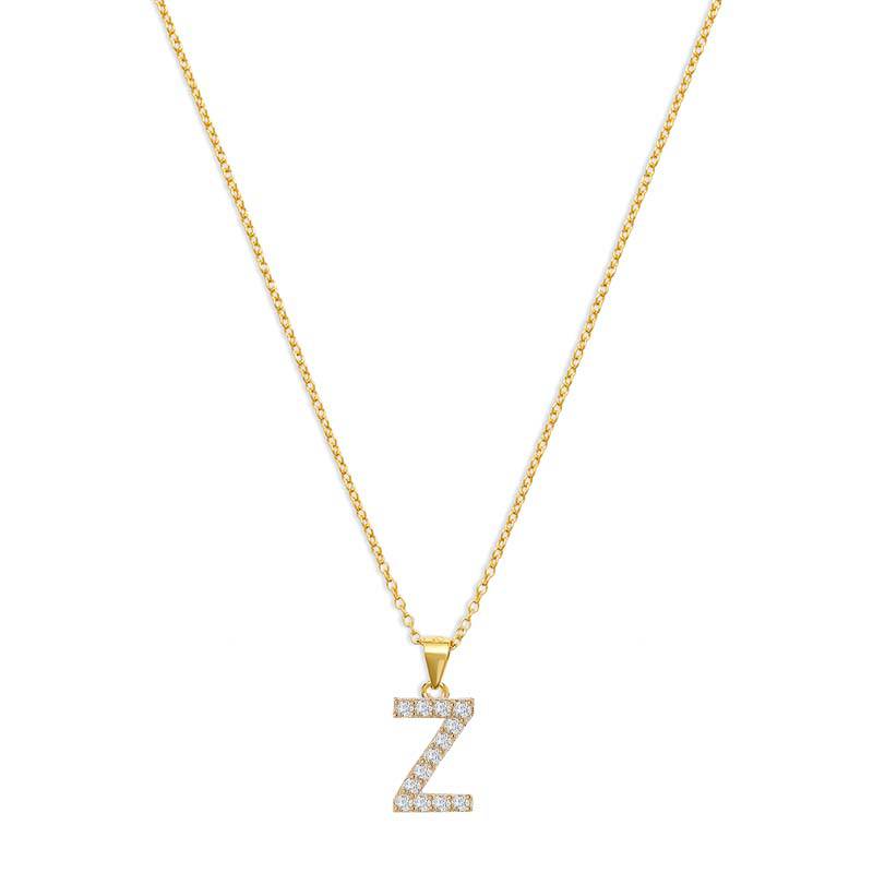 THE PAVE SINGLE BLOCK INITIAL NECKLACE - The M Jewelers