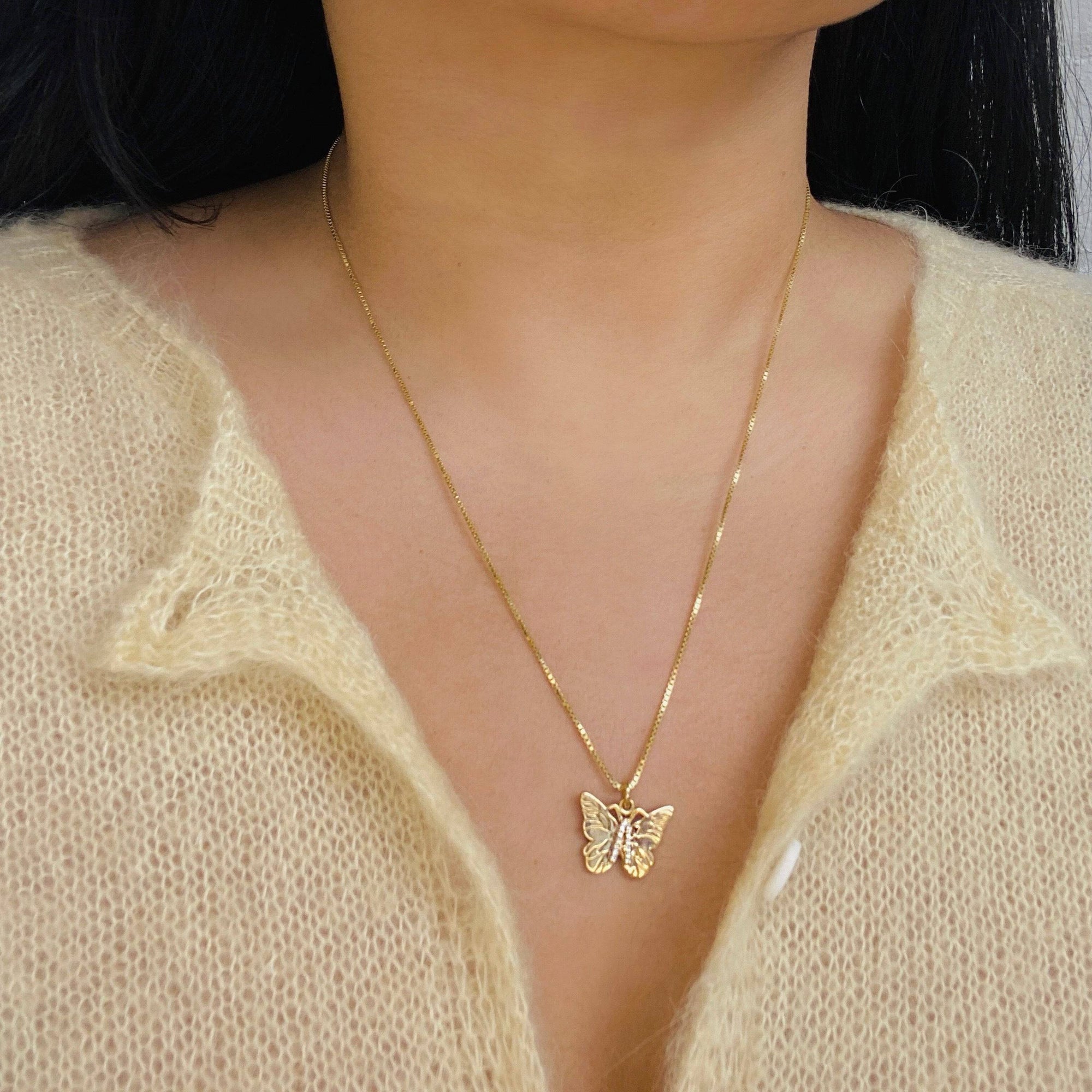 The Butterfly Initial Pendant Necklace | Gold Vermeil