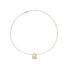 gold embossed letter padlock necklace