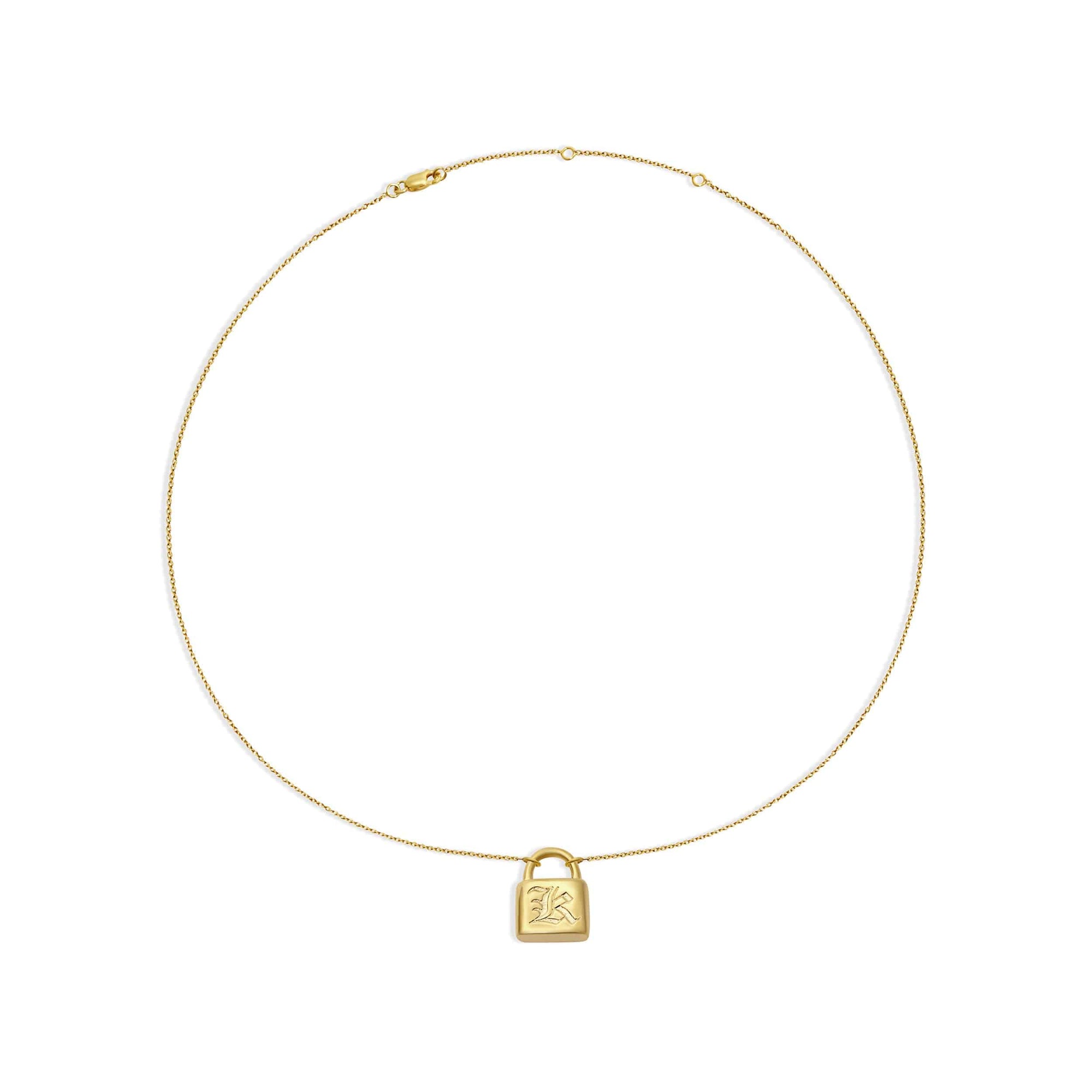 custom embossed initial padlock necklace