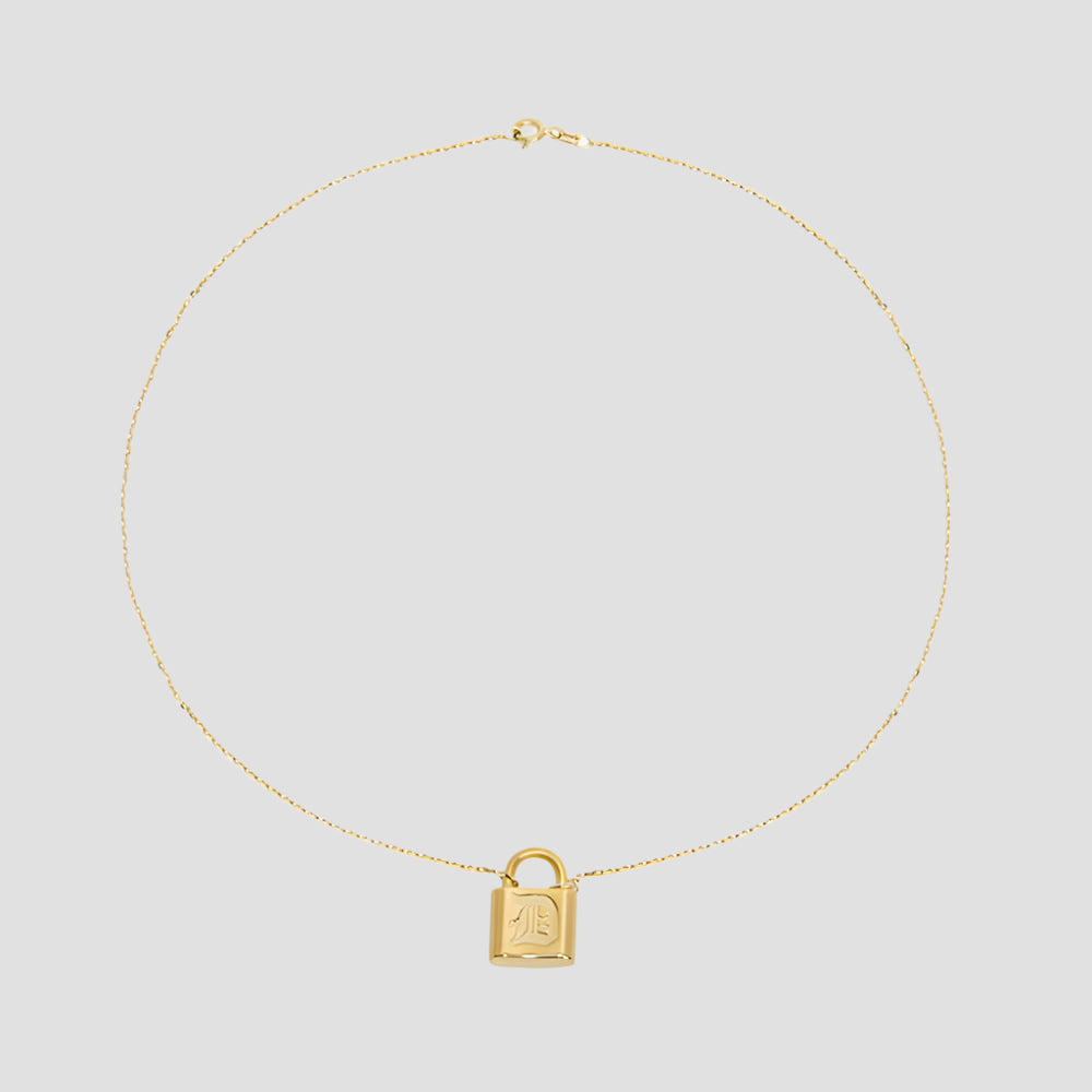 THE EMBOSSED OLD ENGLISH LOCK NECKLACE - The M Jewelers