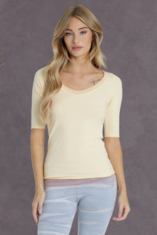 Women | Elbow Sleeve V-Scoop Tee | Maize