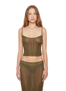 Womens | Slinky Rib Knit Tank | Forest Green
