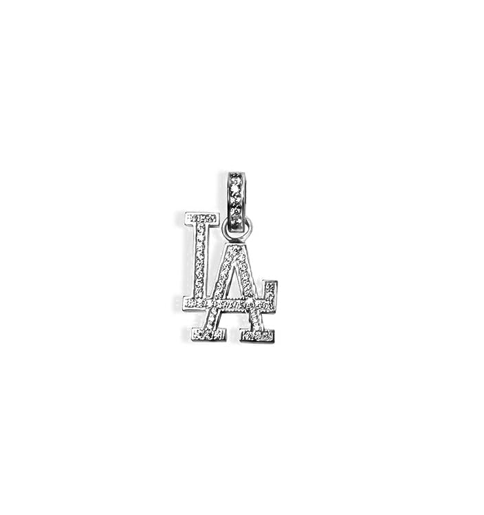 La Dodgers Medium Iced Out Pendant Necklace | Gold Vermeil & Sterling Silver