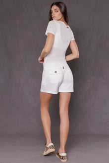 Women | Slouchy Baby Fleece Cargo Short | White