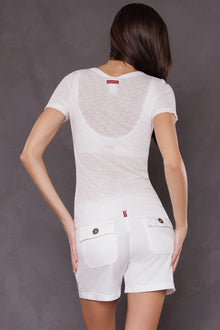 Women | Slouchy Baby Fleece Cargo Short | White