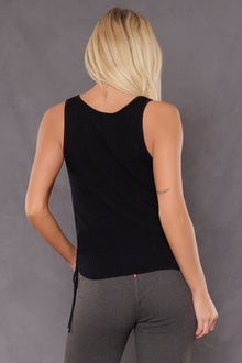 Women | Ultrasoft Waffle Side Laced Tank | Black