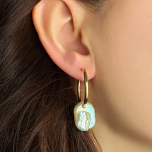 White Rectangular Coin Pearl Hoops