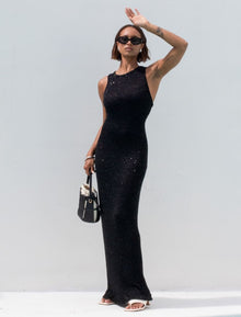 Stella Maxi Dress | Black Sequin