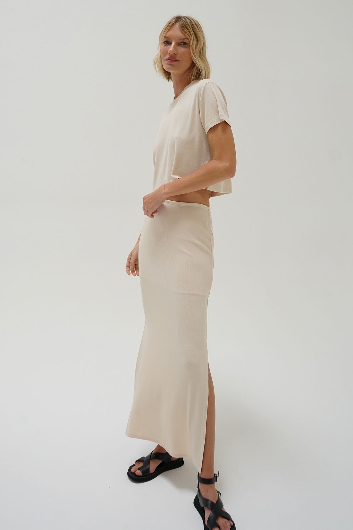 Women | Steph Rib Skirt | Bone