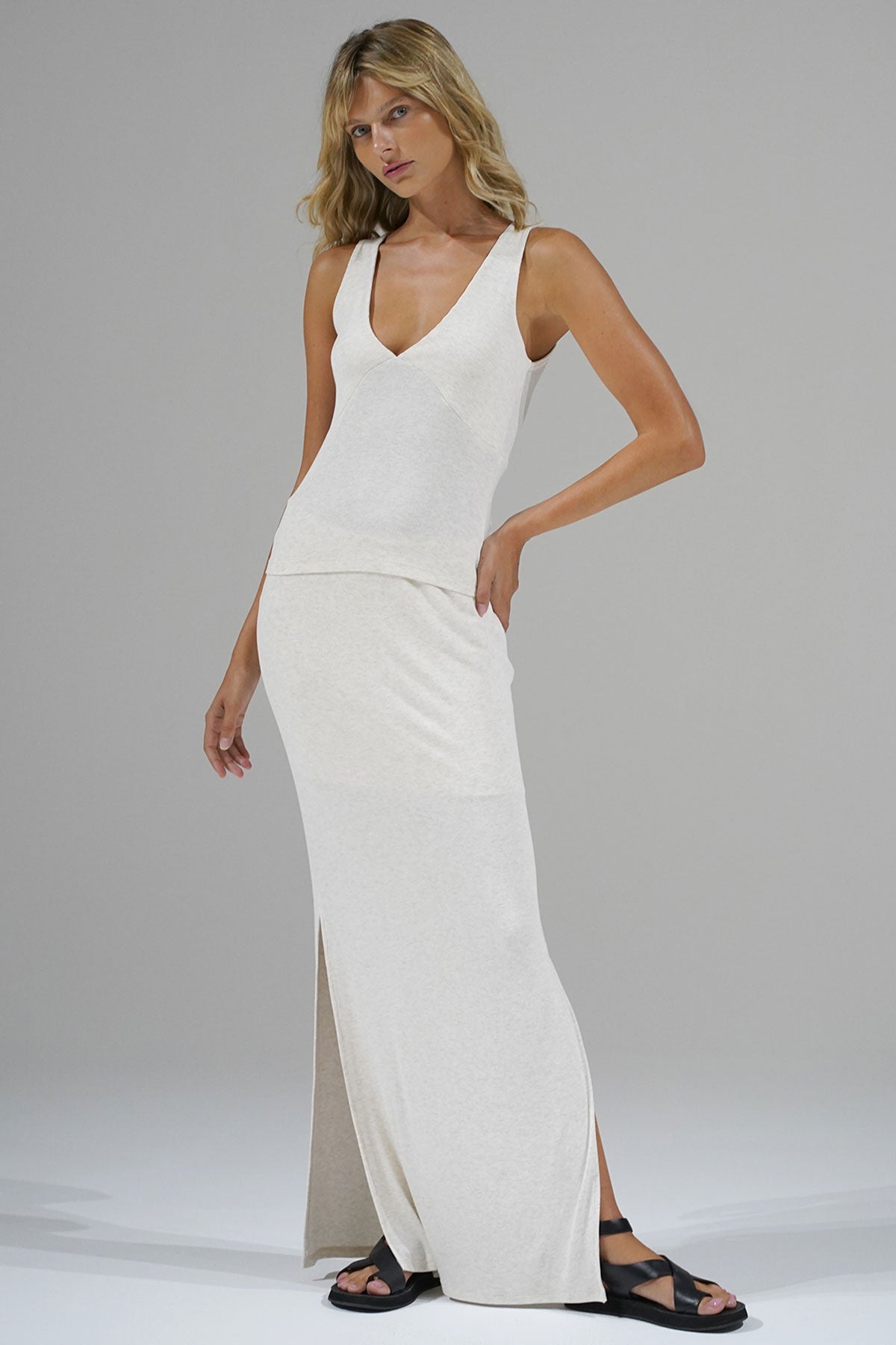 Women | Steph Rib Skirt | Heather White