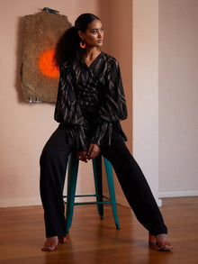 Sustainable Leer Pants - Solid Noir - diarrablu