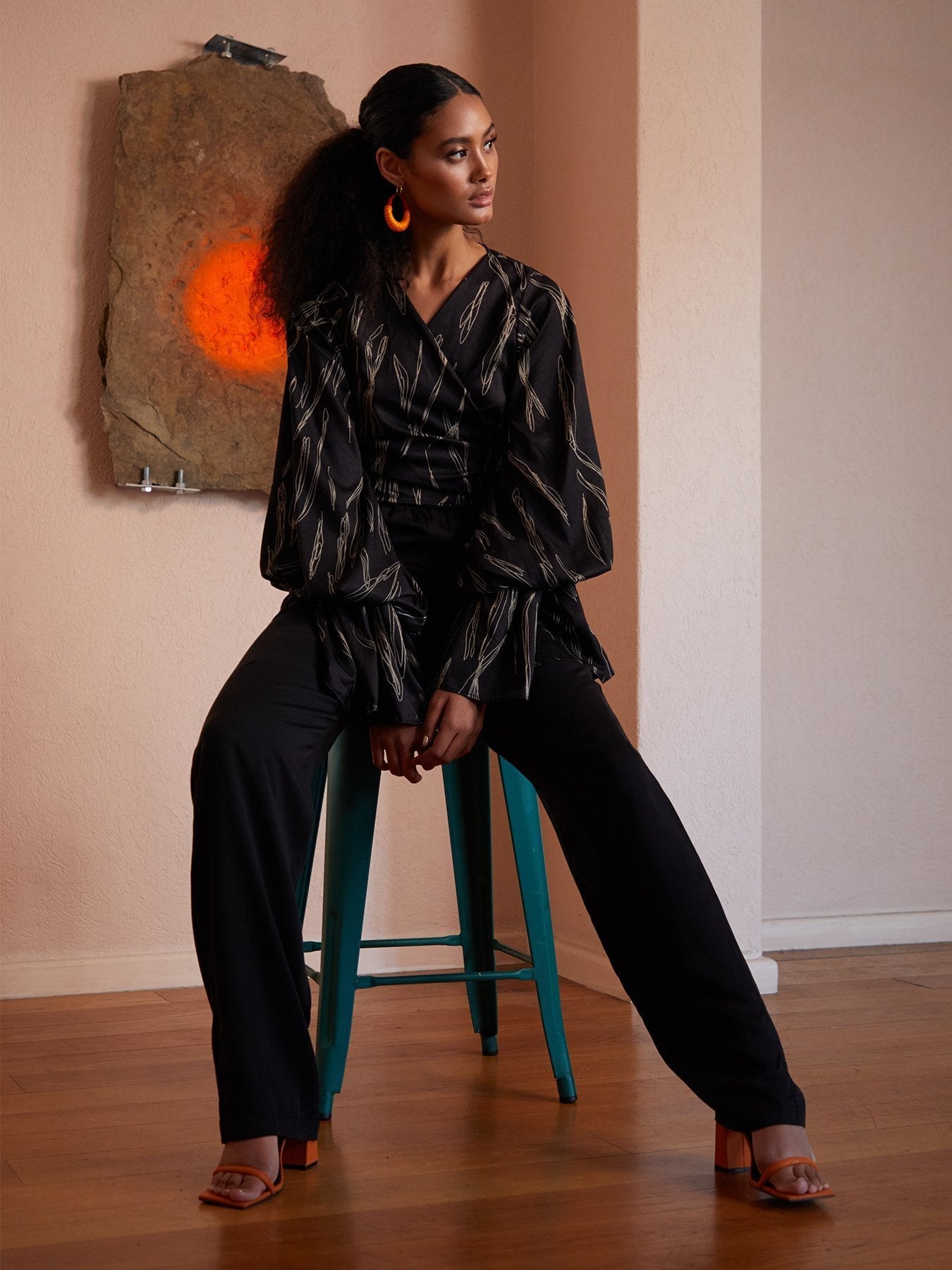 Sustainable Leer Pants - Solid Noir - diarrablu