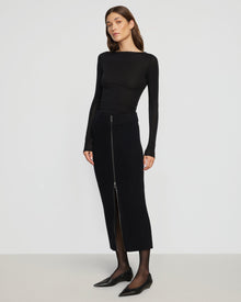 Renee | Sutton Front-Zip Sweater Skirt in Size Extra Small