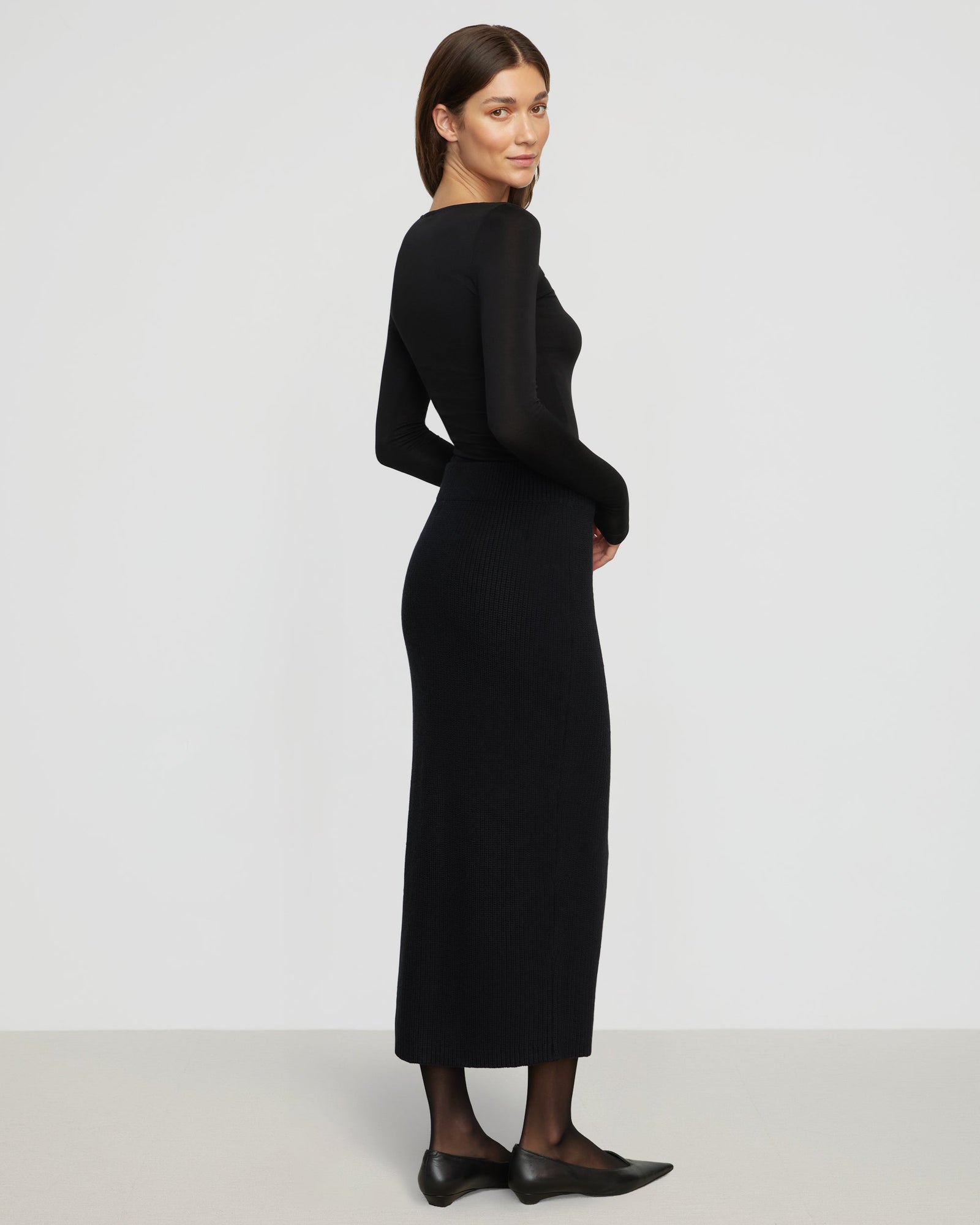 Sutton Front-Zip Sweater Skirt | Black