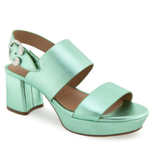 Camera Sandal Platform | Mint Metallic Leather
