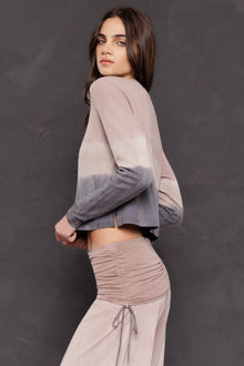 Women | Long Sleeve Crop Tee | Smoke Dip Wash 1