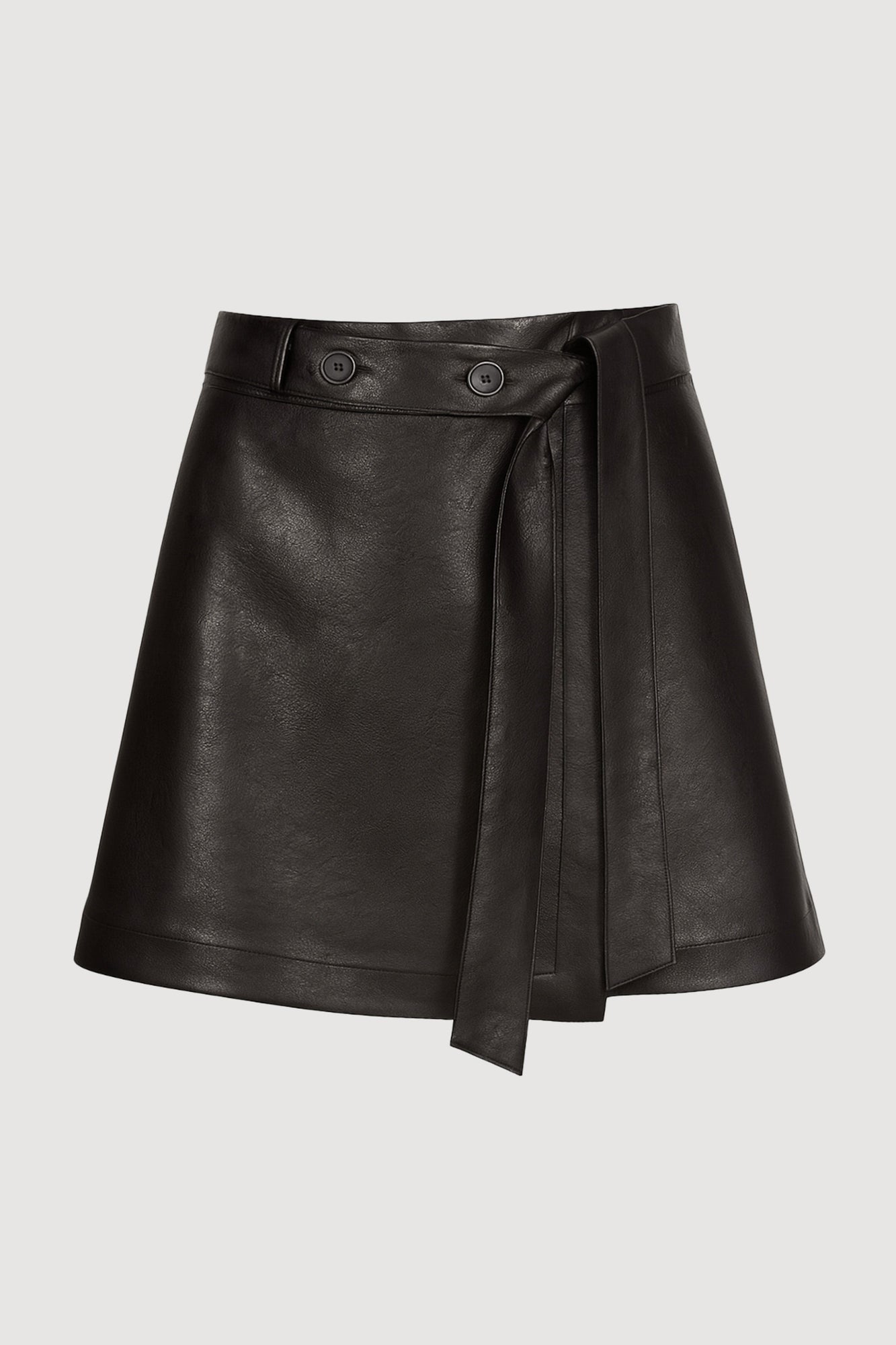 Renee | Tanner Vegan Leather Wrap Skirt in Size Extra Small - Flat