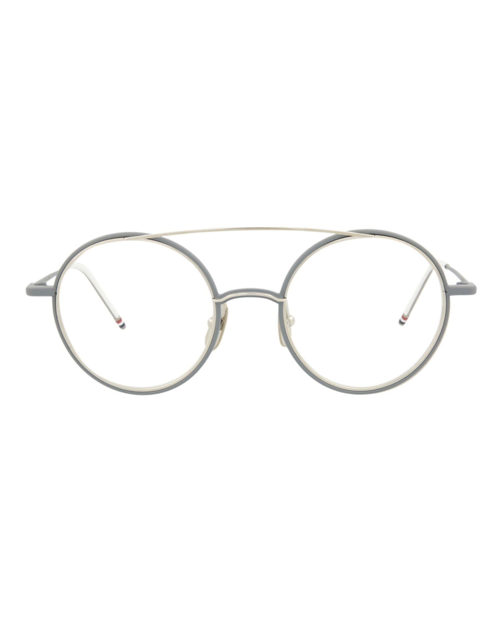 Thom Browne Aviator Metal Optical Frames | Silver/Grey