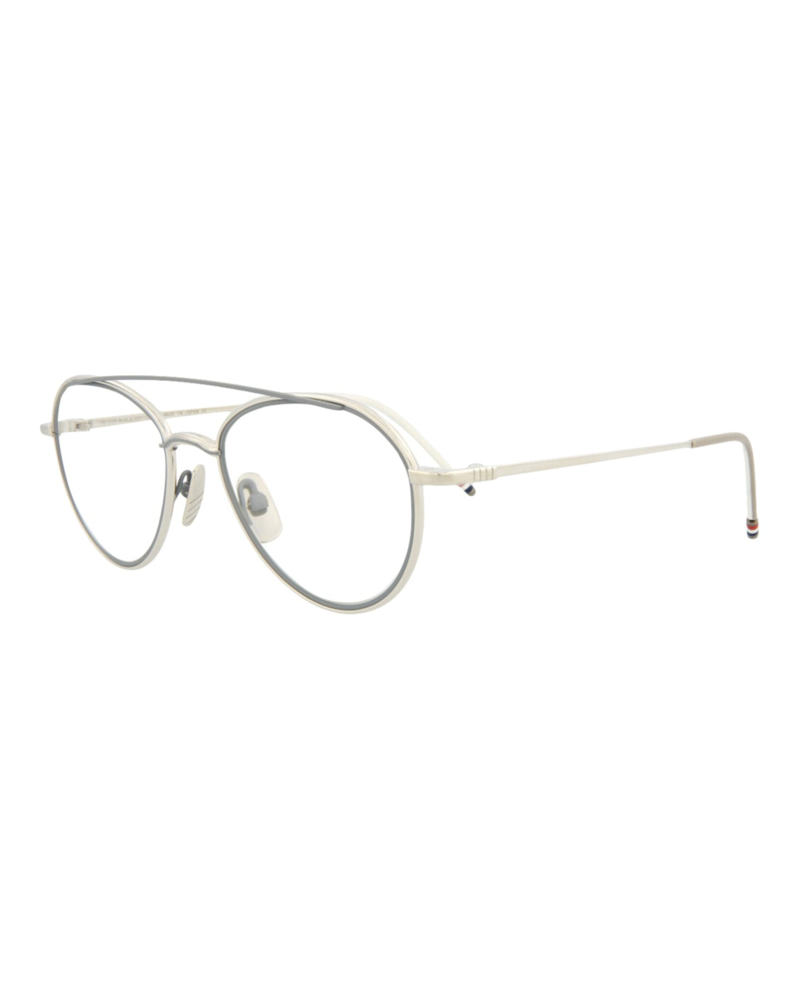 Thom Browne Aviator Metal Optical Frames | Silver