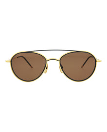 Thom Browne Aviator  Metal Sunglasses | Gold/Navy