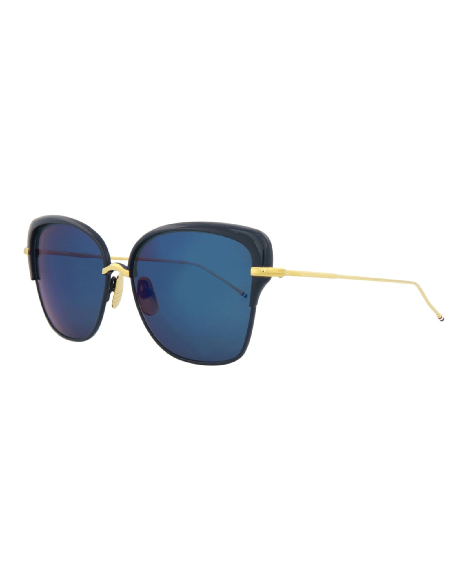 Thom Browne Cat Eye Metal Sunglasses | Navy/Gold