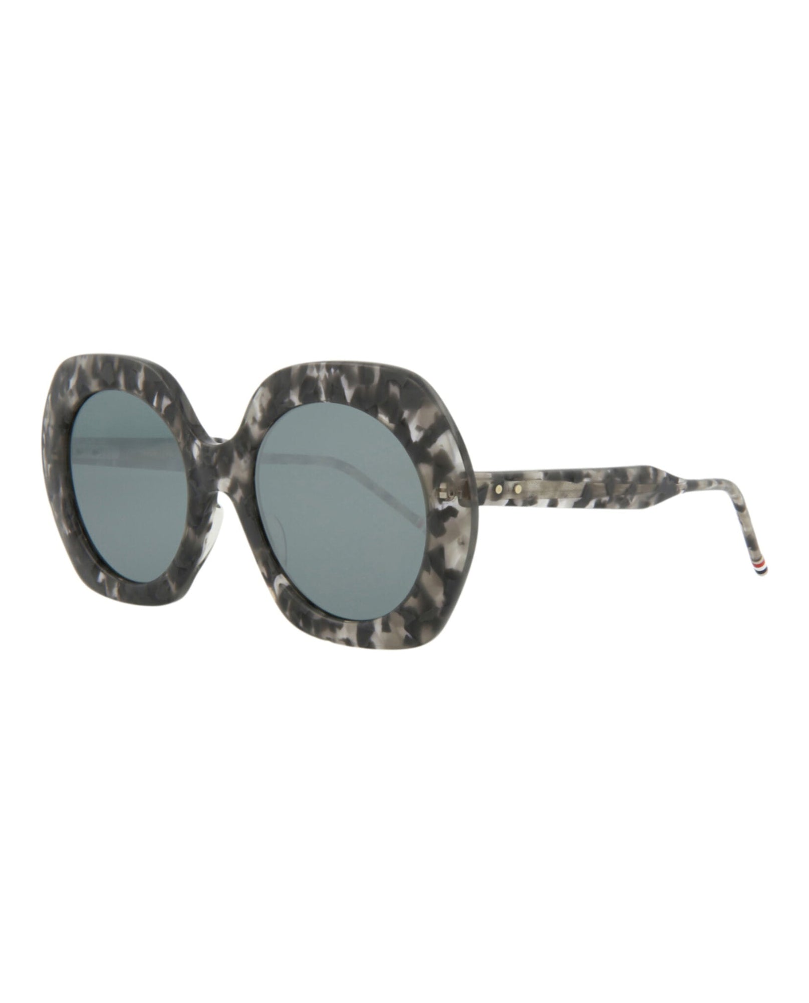 Thom Browne Round Acetate Sunglasses | Grey/Silver