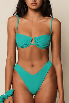 Added Coverage Lulu Zig Zag Stitch Bikini Bottom | Teal
