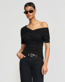 Simone | Thalia Ruched Off-Shoulder Tee in Size Small