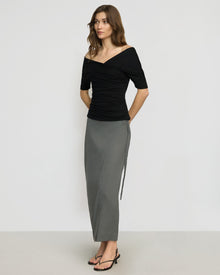 Renee | Thalia Ruched Off-Shoulder Tee in Size Small