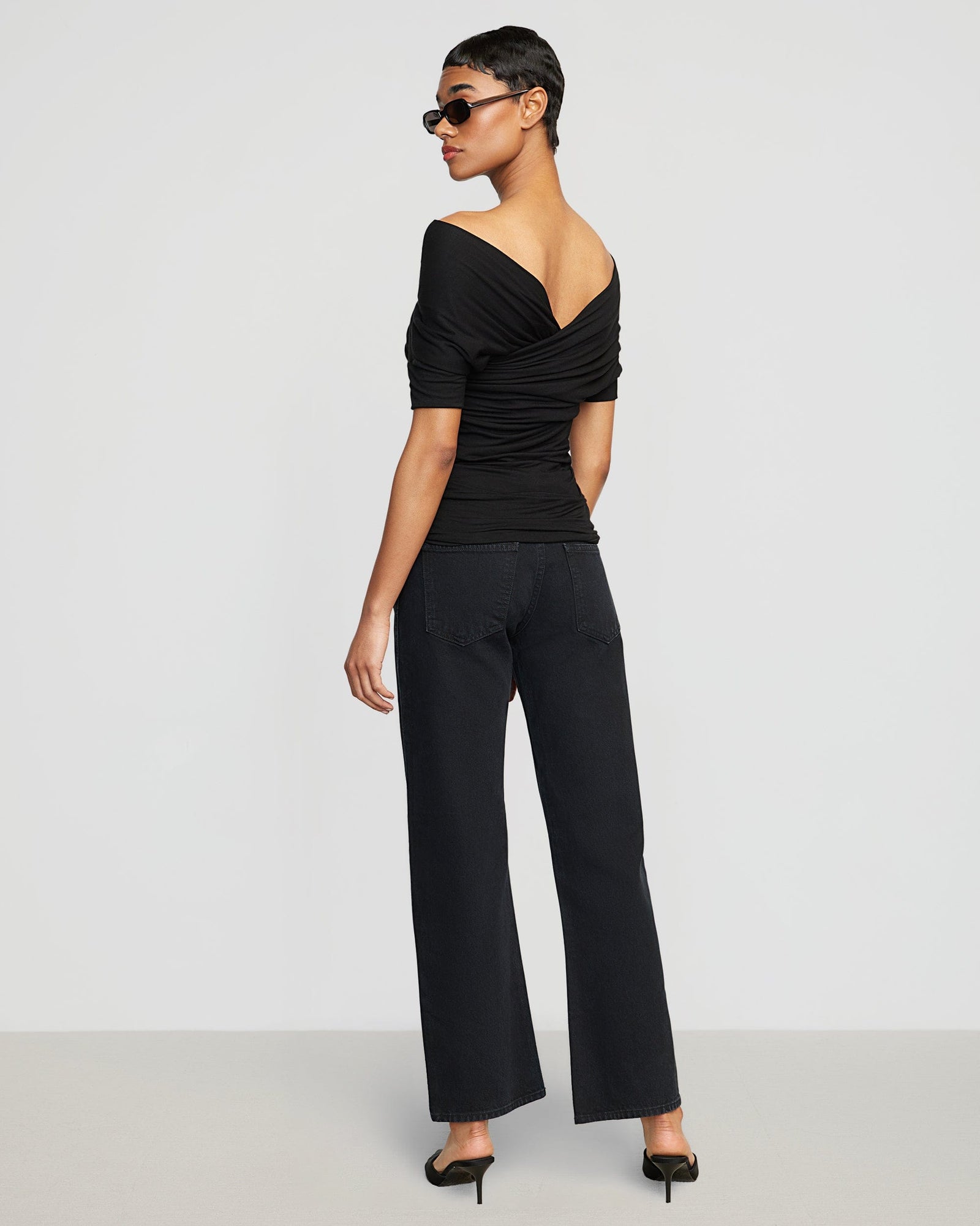 Simone | Thalia Ruched Off-Shoulder Tee in Size Small