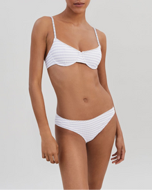 Womens | Daphne Ribbed Bikini Bottom | Lilac Stripe