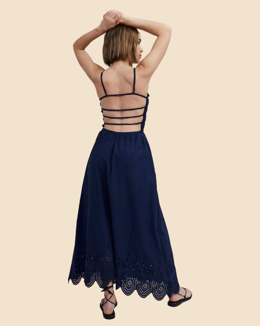 navy eyelet midi dress The Eyelet Delta Midi Dress in French Navy
