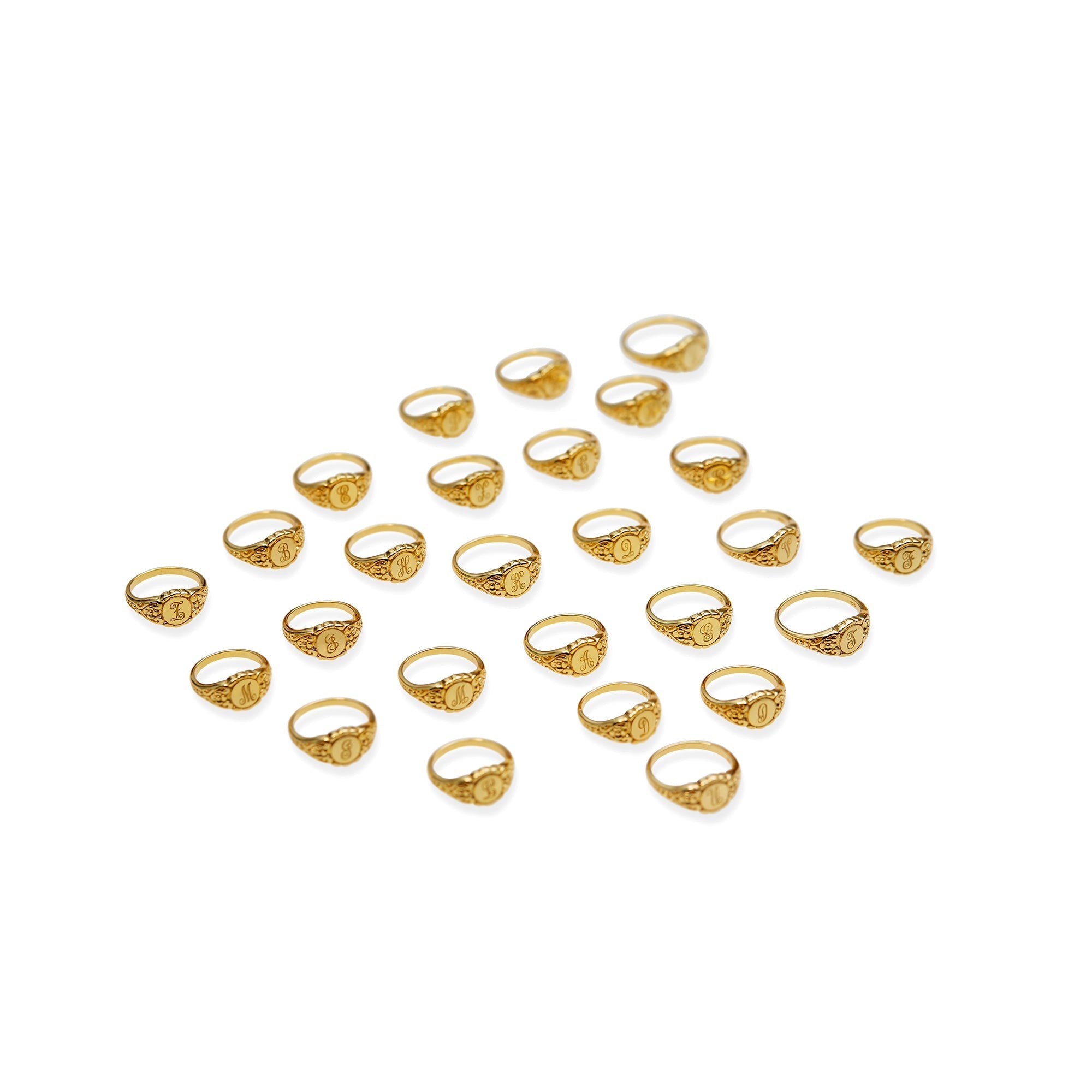 The Hand Engraved Script Letter Ring | Gold