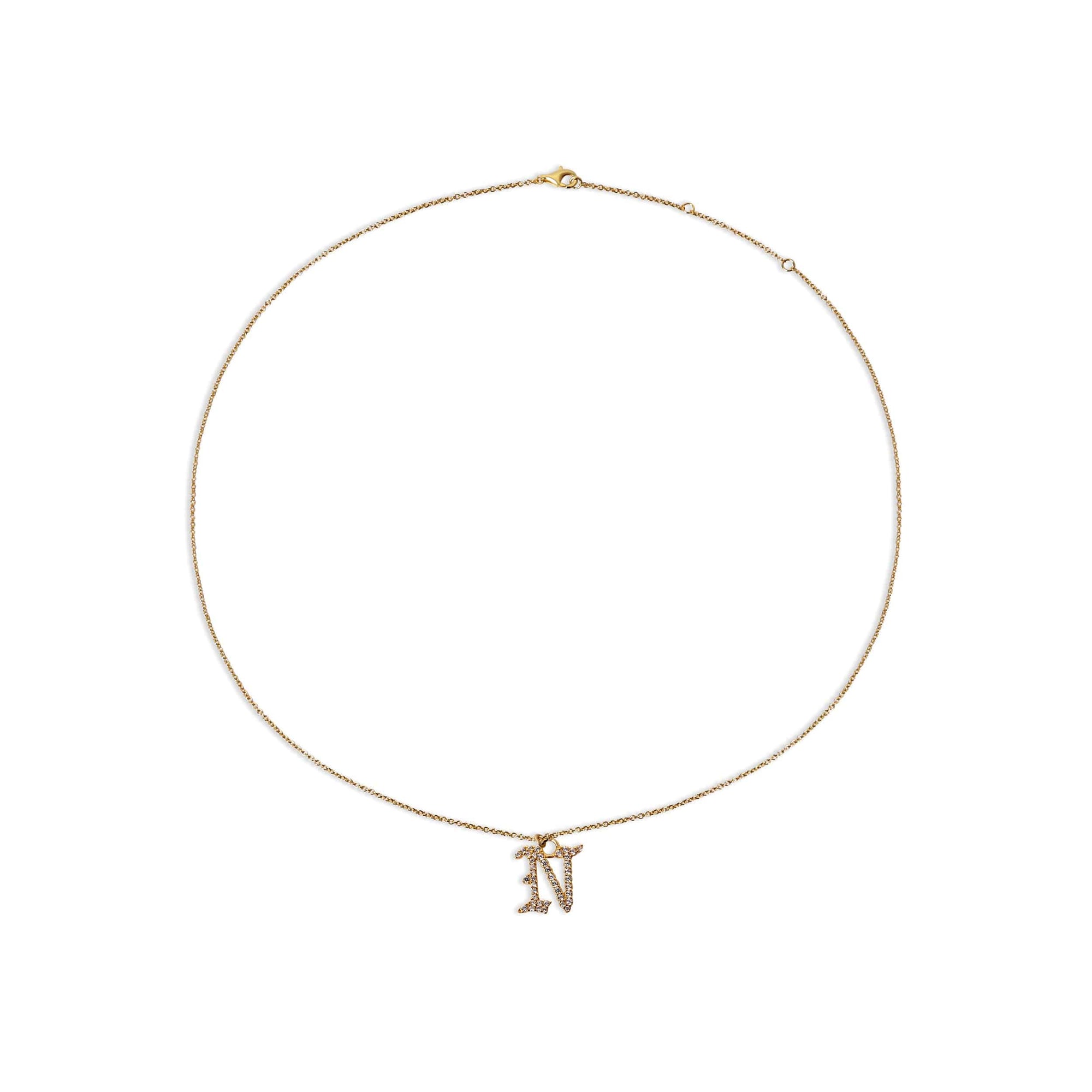 The Rigid Pave Old English Necklace | Gold