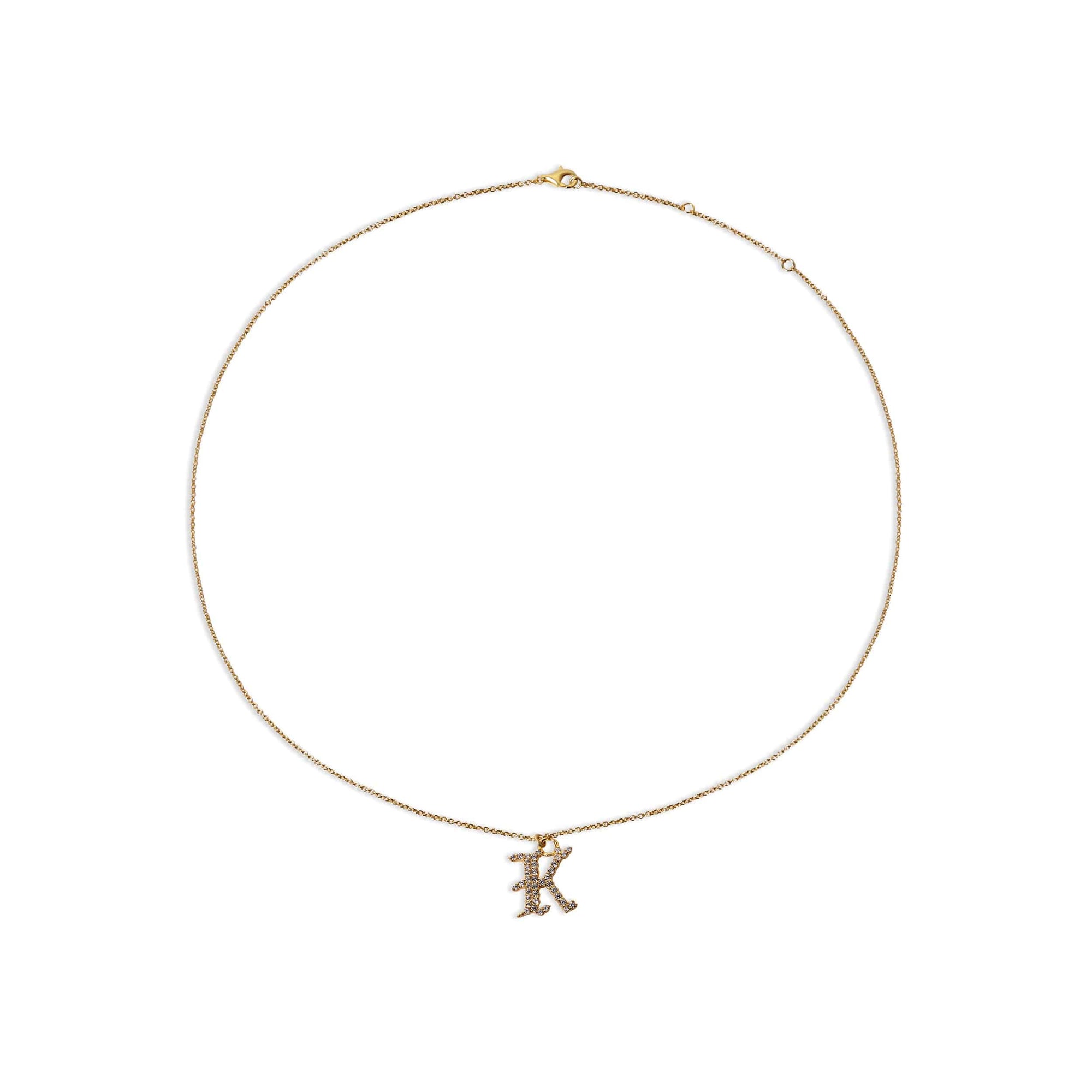 The Rigid Pave Old English Necklace | Gold