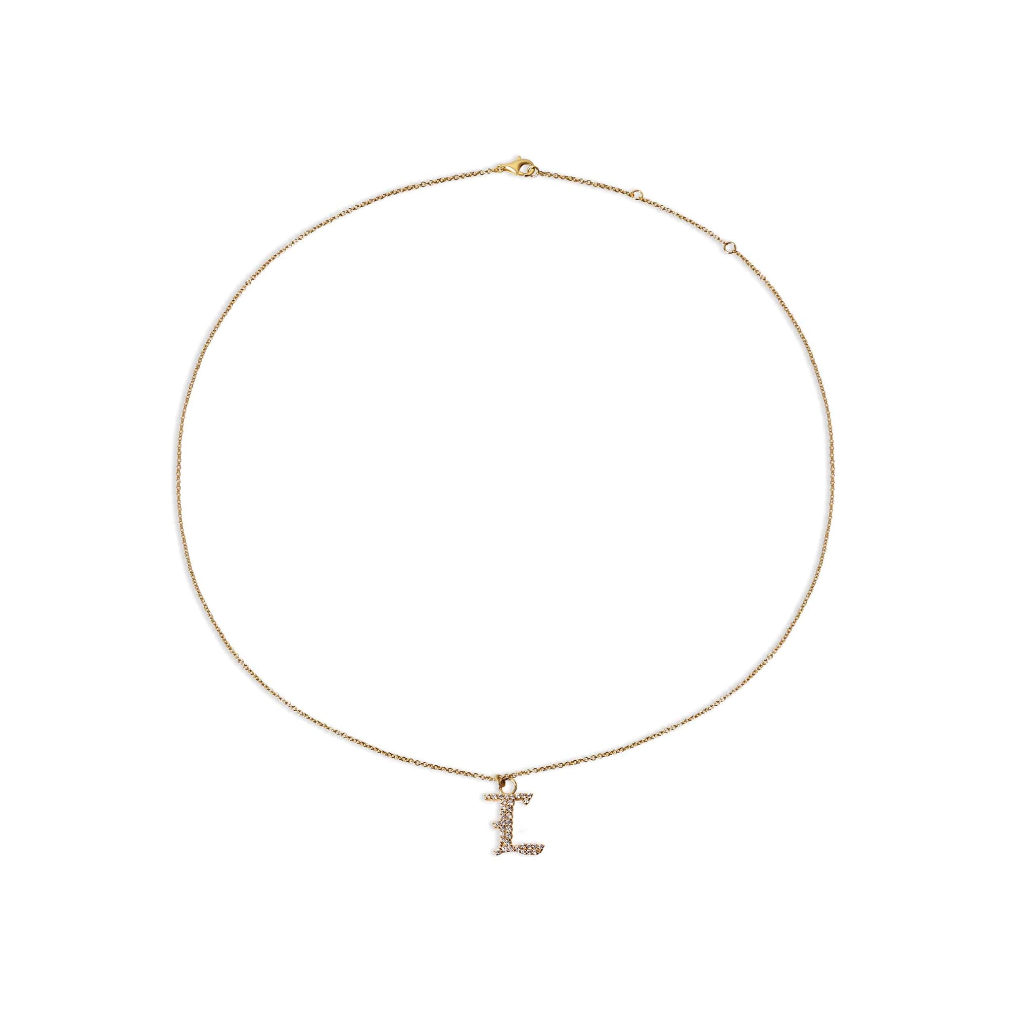 The Rigid Pave Old English Necklace | Gold