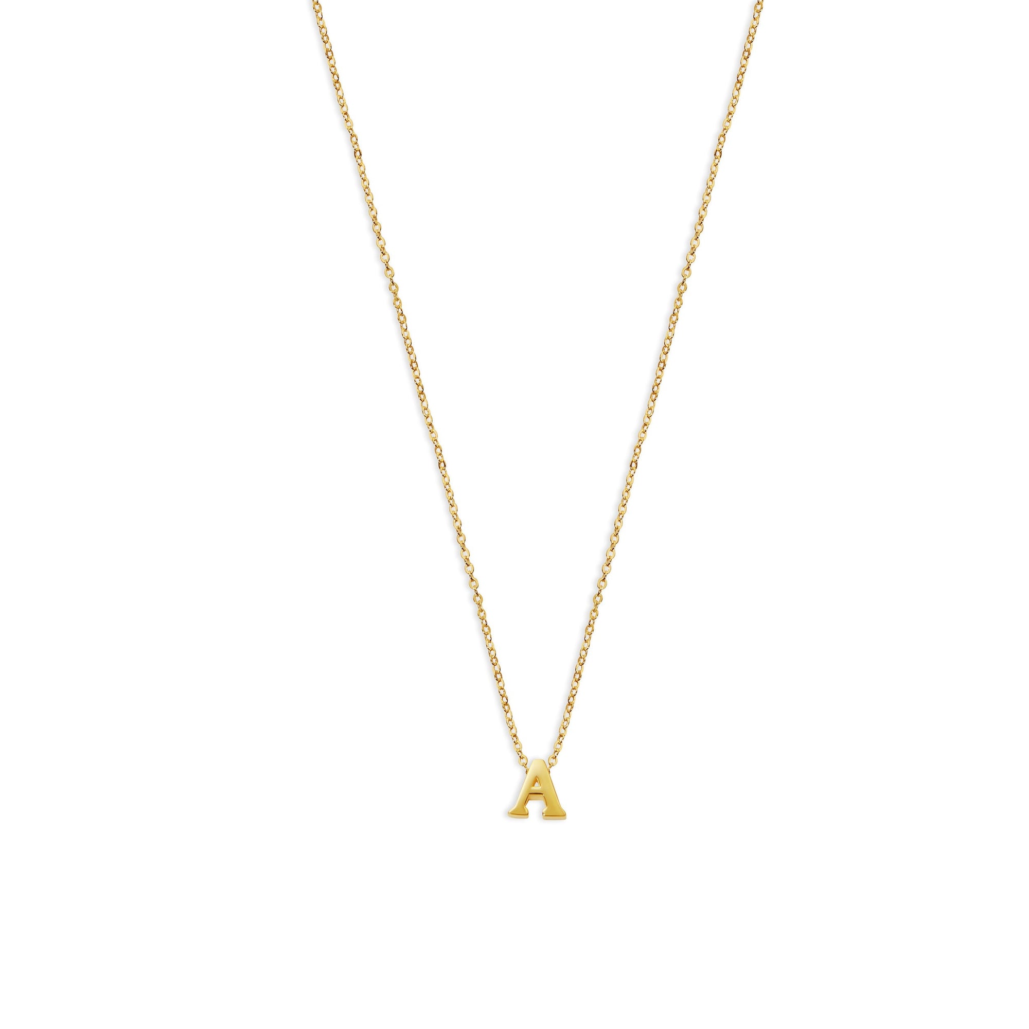 The Tiny Single Initial Block Necklace | Gold