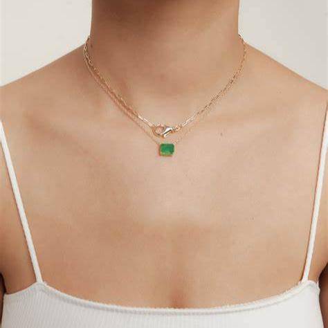 The Green Solitaire Emerald Necklace | Gold