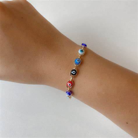 THE MULTI COLOR EVIL EYE LINK BRACELET - The M Jewelers