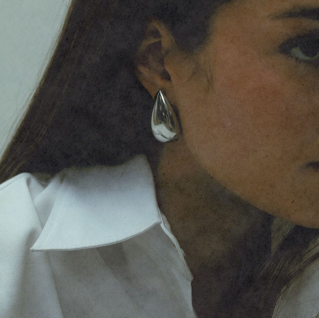 The Large Silver Tear Drop Earrings | Silver