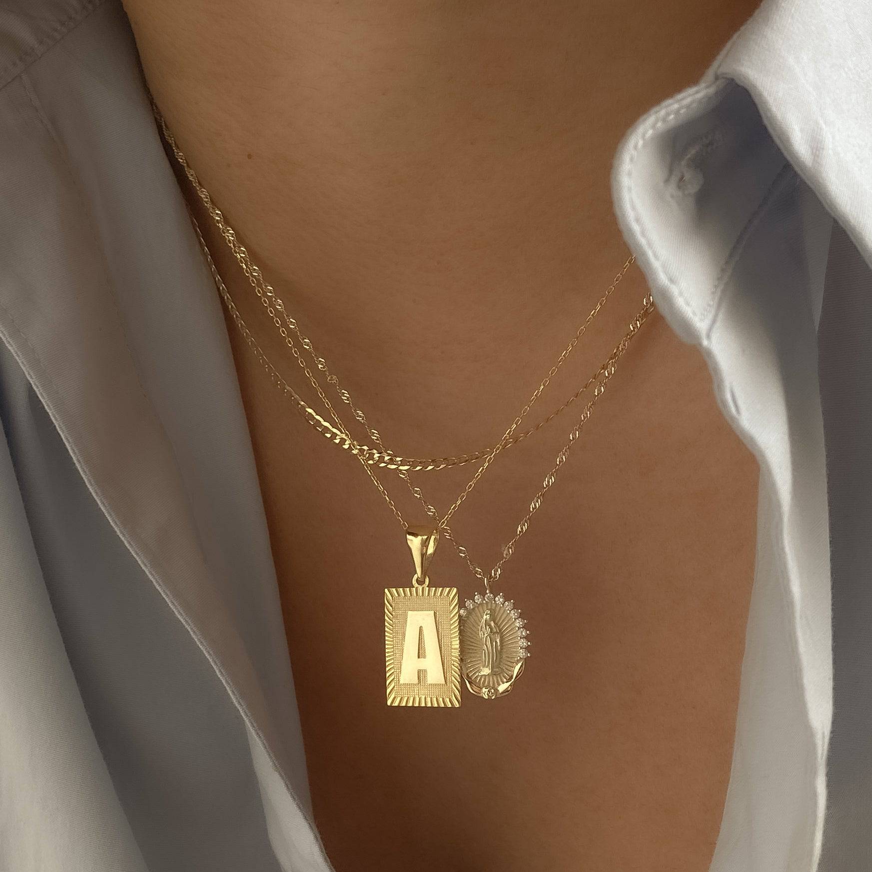 The Block Embossed Initial Pendant Necklace | Gold Vermeil